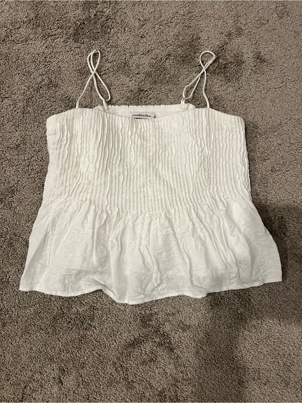 Abercrombie White Smocked Peplum Cami Tank